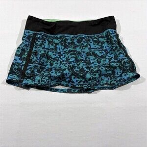 Lululemon Womens Fleur Sombre Kayak Blue Dragonfly Black Pace Rival Skirt Sz 8